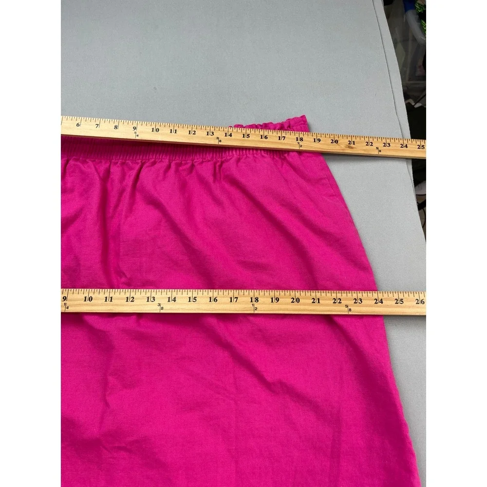 J.Crew Re-Imagined‎ Pink Linen Cotton Blend Elastic Waist Skirt Size 18